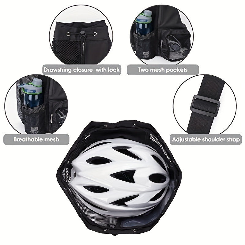 Blue Mesh Drawstring Swim Backpack with Wet Bag - Durable Beach Gym Bag for Wet Gear