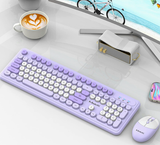 Purple Punk Color Wireless 2.4G Keyboard and Mouse Combo - Ergonomic Design with Long Battery Life
