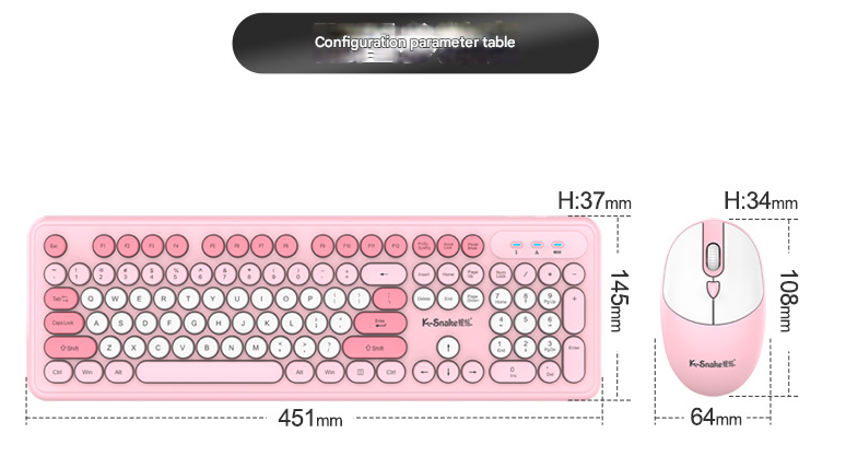 Purple Punk Color Wireless 2.4G Keyboard and Mouse Combo - Ergonomic Design with Long Battery Life
