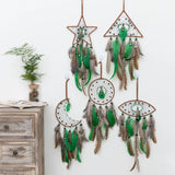Crescent With Lights Boho Forest Dreamcatcher Wind Chime Pendant - INS Style Moonlit Serenity Decor - Side View