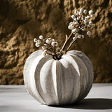 Elegant White Ceramic Pumpkin-Shaped Vase ??Modern Decorative Home Accent for Table Centerpiece