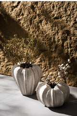 Elegant White Ceramic Pumpkin-Shaped Vase – Modern Decorative Home Accent for Table Centerpiece - Side View