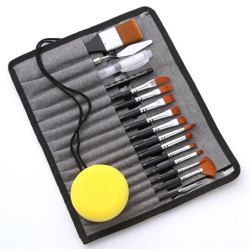 Dark blue with a hint of black 18-Piece Multi-Purpose Nylon Hair Watercolor Brush Set ??Professional Painting Tools for Artists