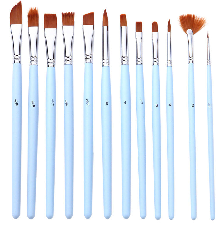 Light blue 18-Piece Multi-Purpose Nylon Hair Watercolor Brush Set ??Professional Painting Tools for Artists