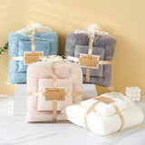 Beige Soft and Absorbent Towel Set – Wrap Towel and Bath Towel Set for Ultimate Comfort Bath towel 140*70cm, face towel 75*35cm - Side View