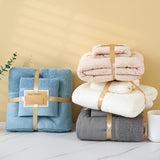 Beige Soft and Absorbent Towel Set – Wrap Towel and Bath Towel Set for Ultimate Comfort Bath towel 140*70cm, face towel 75*35cm - Rear View