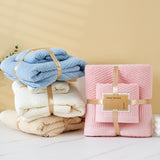 Beige Solid Color Diagonal Stripe Towel Set ??Luxurious Bath and Hand Towels for Home Use Bath towel 140*70cm, face towel 75*35cm