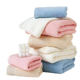 Pink Solid Color Diagonal Stripe Towel Set-Luxurious Bath and Hand Towels for Home Use Bath towel 140*70cm, face towel 75*35cm - Front View