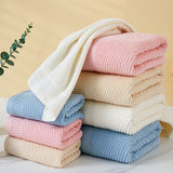 Pink Solid Color Diagonal Stripe Towel Set-Luxurious Bath and Hand Towels for Home Use Bath towel 140*70cm, face towel 75*35cm - Rear View