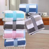 Blue Ultra-Absorbent Long-Fiber Cotton Large Bath Towel-Perfect for Home, Hotel, and Beauty Salons 140cm*70cm - Front View