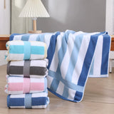 Blue Ultra-Absorbent Long-Fiber Cotton Large Bath Towel-Perfect for Home, Hotel, and Beauty Salons 140cm*70cm - Side View
