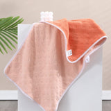 Pink-orange Oversized Double-Sided Coral Fleece Bath Towel | Soft and Absorbent, Thick & Warm, 70x140cm - Front View