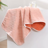 Pink-orange Oversized Double-Sided Coral Fleece Bath Towel | Soft and Absorbent, Thick & Warm, 70x140cm - Top-Down View