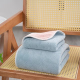 Blue-pink Oversized Double-Sided Coral Fleece Bath Towel | Soft and Absorbent, Thick & Warm, 70x140cm - Side View