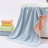 Blue-pink Oversized Double-Sided Coral Fleece Bath Towel | Soft and Absorbent, Thick & Warm, 70x140cm - 45-Degree Angle