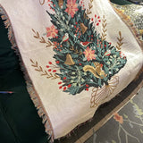 Beige Christmas Tree Throw Blanket | Festive Sofa Cover for Holiday Decor, 110x160cm