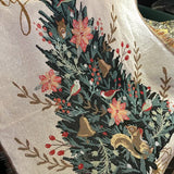 Off white Christmas Tree Throw Blanket | Festive Sofa Cover for Holiday Decor, 110x160cm - Top-Down View