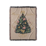 Off white Christmas Tree Throw Blanket | Festive Sofa Cover for Holiday Decor, 110x160cm - 45-Degree Angle