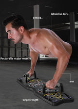 Black Portable Anti-Slip Multi-Function Push-Up Bar with Resistance Bands - Home Fitness Equipment - Side View