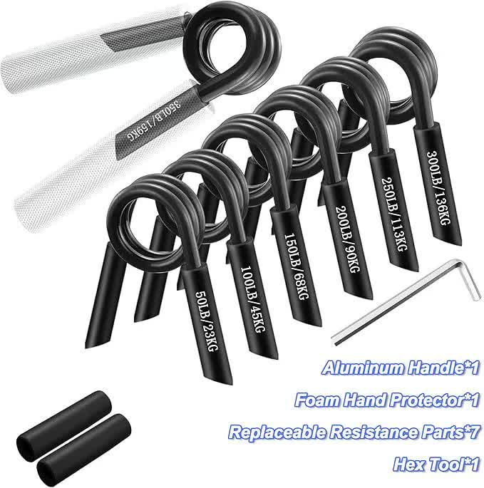7-in-1 Aluminum Metal Grip Strength Trainer Set with Adjustable Resistance - Wrist, Finger, and Arm Exercise(50LB-350LB)