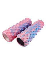 Black Solid Yoga Foam Roller 45cm -Colorful Wolf Tooth Design Muscle Relaxation Massage Stick for Fitness and Sports - Front View