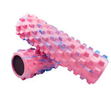 Black Solid Yoga Foam Roller 45cm -Colorful Wolf Tooth Design Muscle Relaxation Massage Stick for Fitness and Sports - Top-Down View