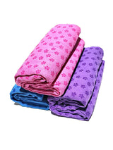 Blue Plum Blossom Yoga Towel Mat – Absorbent, Thick, Non-Slip, Portable Fitness Blanket for Home Use 183*63CM - Top-Down View