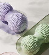 Gray 2pcs Fascia Ball Foot Arch Massager Peanut Ball for Muscle Relaxation, Deep Tissue Release, Yoga Massage 6.5*6.5*13CM - Front View
