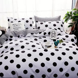 Black Polka Dot Premium Three-Piece Bedding Set - Comfortable Polyester with Adjustable Corner Straps (Quilt Cover 230*230CM + Pillowcase 51*76CM*2) - Front View