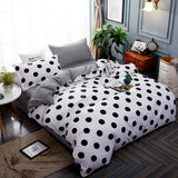 Black Polka Dot Premium Three-Piece Bedding Set - Comfortable Polyester with Adjustable Corner Straps (Quilt Cover 265*230CM + Pillowcase 51*76CM*2) - Side View