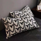 Love patternt Three-Piece Bedding Set - Comfortable Polyester with Adjustable Corner Straps (Quilt Cover 265*230CM + Pillowcase 51*76CM*2) - Front View