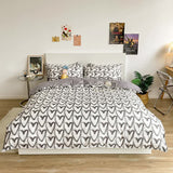 Love patternt Three-Piece Bedding Set - Comfortable Polyester with Adjustable Corner Straps (Quilt Cover 265*230CM + Pillowcase 51*76CM*2) - Side View