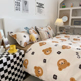 Cartoon Bear 4-Piece Bedding Set with Comforter and Pillowcases for Kids - Soft and Cute Bed Linen (Comforter 150x200cm, Bed Sheet 200x230cm, Pillowcases 48x47cm) - Side View