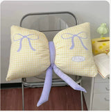 Yellow Cute Butterfly Knot Pillow | Soft Bed & Seat Cushion, Decorative Throw Pillow for Home & Car 65x40cm - Front View