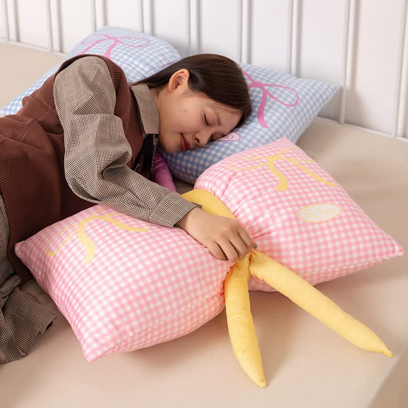 Blue Cute Butterfly Knot Pillow | Soft Bed & Seat Cushion, Decorative Throw Pillow for Home & Car 65x40cm