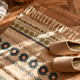 Handwoven Cotton Tassel Floor Rug for Bedroom or Living Room|Soft, Modern Geometric Design,60x90cm - Front View