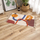 Handwoven Cotton Tassel Floor Rug for Bedroom or Living Room|Soft, Modern Geometric Design,60x90cm - Front View