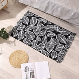 Handwoven Cotton Tassel Floor Rug for Bedroom or Living Room|Soft, Modern Geometric Design,60x90cm - Front View