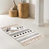 Handwoven Cotton Tassel Floor Rug for Bedroom or Living Room|Soft, Modern Geometric Design,60x90cm - Front View