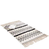 Handwoven Cotton Tassel Floor Rug for Bedroom or Living Room|Soft, Modern Geometric Design,60x90cm - Front View