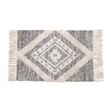 Handwoven Cotton Tassel Floor Rug for Bedroom or Living Room|Soft, Modern Geometric Design,60x90cm - Front View