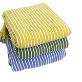 Blue Cozy Knit Throw Blanket with Fringe ??Stylish Striped Bed End Cover, 127x170cm