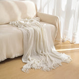 Orange Premium Woven Knitted Throw Blanket with Tassels | Soft, Cozy Sofa & Bed Blanket, Perfect for Office or Afternoon Naps 130x260cm
