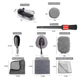 12-Piece Car Cleaning and Detailing Kit - Comprehensive Auto Wash Set with Brushes, Towels, and More - Top-Down View