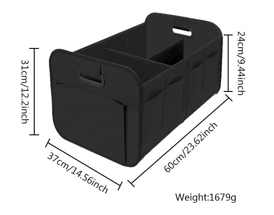 Foldable Fabric Car Trunk Organizer ??Collapsible Storage Box for Vehicle Organization 60x37x31cm