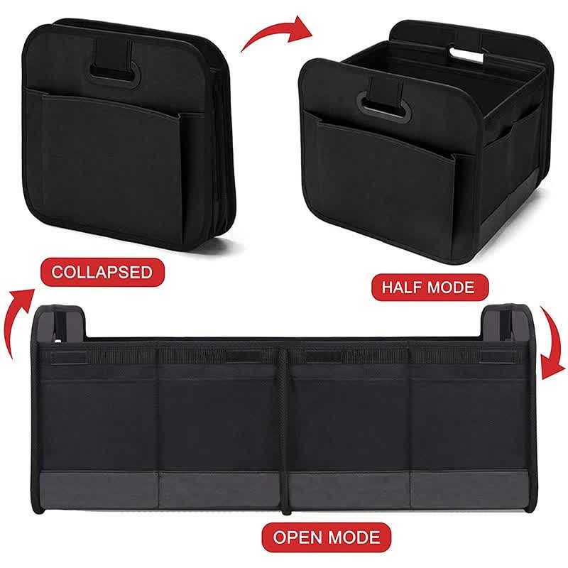 Foldable Fabric Car Trunk Organizer ??Collapsible Storage Box for Vehicle Organization 60x37x31cm