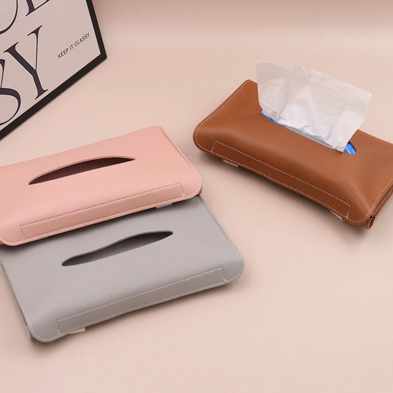 2 pcs Pink Car Sun Visor Tissue Holder ??PU Leather Napkin Dispenser for Vehicle Interior