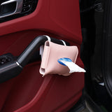 2 pcs Brown Car Sun Visor Tissue Holder - PU Leather Napkin Dispenser for Vehicle Interior - Side View
