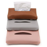 2 pcs Brown Car Sun Visor Tissue Holder - PU Leather Napkin Dispenser for Vehicle Interior - Top-Down View