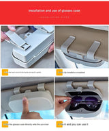 Grey Car Visor Sunglasses Holder | Compact and Durable Storage for Eyewear in Your Car - Side View